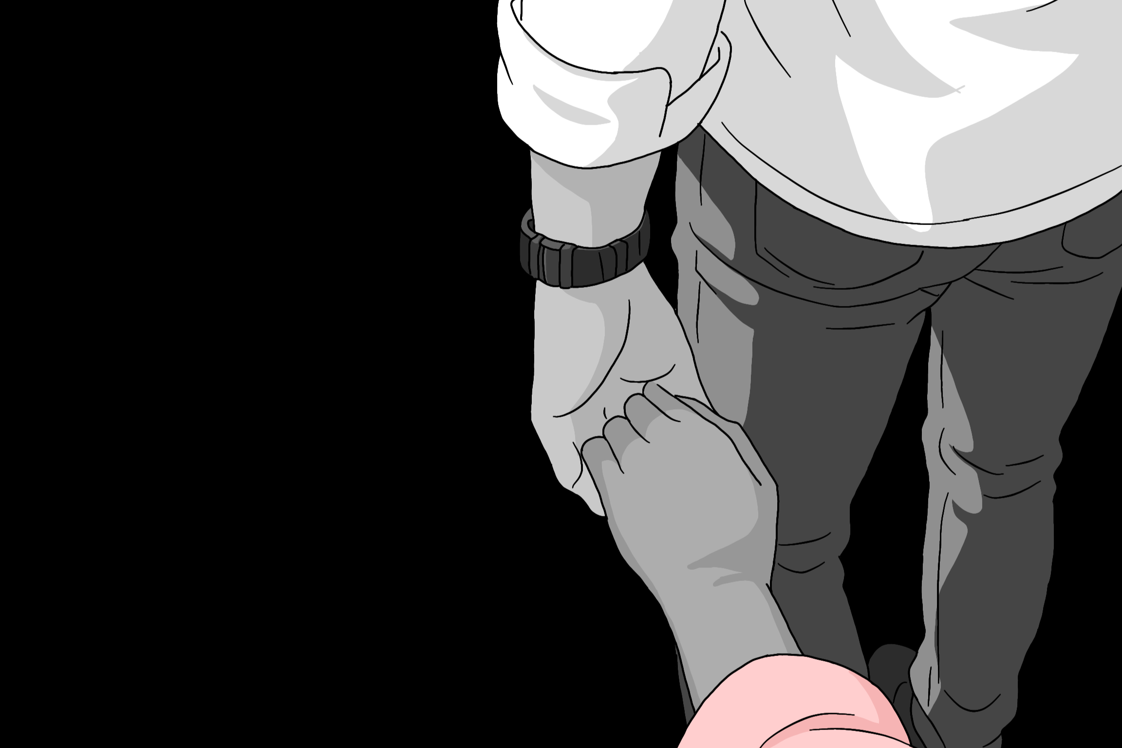 Illustratie van twee mensen die weglopend elkaars handen vasthouden