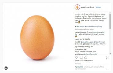 Instagramaccount met daarop een foto van het veelbesproken ei