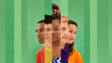 Canmpagnebeeld What a Genderful World Tropenmuseum met daarop vijf gezichten tegen een groene achtergrond