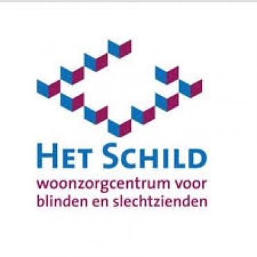 Logo van Het Schild, ruitvorm met daaronder de naam 'Het schild'