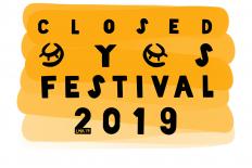 Logo Closed Eyes met de festivalnaam en getekende gesloten oogjes