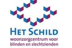 Logo van Het Schild, ruitvorm met daaronder de naam 'Het schild'